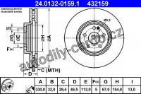 Brzdový kotouč ATE 24.0132-0159 (AT 432159) - MERCEDES-BENZ Brzdový kotouč ATE 24.0132-0159 (AT 432159) - MERCEDES-BENZ