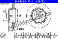 Brzdový kotouč ATE 24.0122-0133 (AT 422133) - MERCEDES-BENZ Brzdový kotouč ATE 24.0122-0133 (AT 422133) - MERCEDES-BENZ