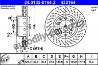 Brzdový kotouč ATE 24.0132-0164 (AT 432164) - PORSCHE Brzdový kotouč ATE 24.0132-0164 (AT 432164) - PORSCHE