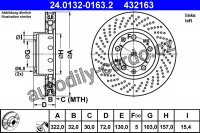 Brzdový kotouč ATE 24.0132-0163 (AT 432163) - PORSCHE Brzdový kotouč ATE 24.0132-0163 (AT 432163) - PORSCHE