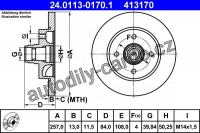 Brzdový kotouč ATE 24.0113-0170 (AT 413170) - PORSCHE Brzdový kotouč ATE 24.0113-0170 (AT 413170) - PORSCHE