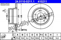 Brzdový kotouč ATE 24.0110-0211 (AT 410211) - BMW Brzdový kotouč ATE 24.0110-0211 (AT 410211) - BMW