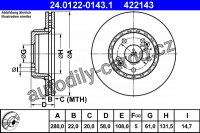 Brzdový kotouč ATE 24.0122-0143 (AT 422143) - RENAULT Brzdový kotouč ATE 24.0122-0143 (AT 422143) - RENAULT
