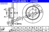 Brzdový kotouč ATE 24.0110-0229 (AT 410229) - MITSUBISHI, VOLVO Brzdový kotouč ATE 24.0110-0229 (AT 410229) - MITSUBISHI, VOLVO