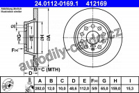 Brzdový kotouč ATE CRYO 24.0112-0169 (AT 412169) - AUDI, SEAT, ŠKODA, VW Brzdový kotouč ATE CRYO 24.0112-0169 (AT 412169) - AUDI, SEAT, ŠKODA, VW