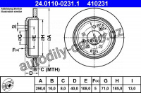 Brzdový kotouč ATE 24.0110-0231 (AT 410231) - PEUGEOT Brzdový kotouč ATE 24.0110-0231 (AT 410231) - PEUGEOT