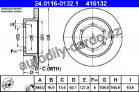 Brzdový kotouč ATE 24.0116-0132 (AT 416132) Brzdový kotouč ATE 24.0116-0132 (AT 416132)