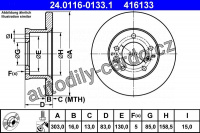 Brzdový kotouč ATE 24.0116-0133 (AT 416133) Brzdový kotouč ATE 24.0116-0133 (AT 416133)