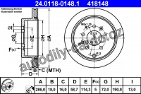 Brzdový kotouč ATE 24.0118-0148 (AT 418148) Brzdový kotouč ATE 24.0118-0148 (AT 418148)