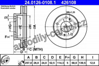 Brzdový kotouč ATE 24.0126-0108 (AT 426108) - NISSAN Brzdový kotouč ATE 24.0126-0108 (AT 426108) - NISSAN