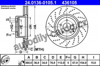 Brzdový kotouč ATE 24.0136-0105 (AT 436105) - MERCEDES-BENZ Brzdový kotouč ATE 24.0136-0105 (AT 436105) - MERCEDES-BENZ