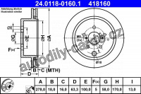 Brzdový kotouč ATE 24.0118-0160 (AT 418160) Brzdový kotouč ATE 24.0118-0160 (AT 418160)