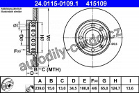 Brzdový kotouč ATE 24.0115-0109 (AT 415109) - AUDI, VW Brzdový kotouč ATE 24.0115-0109 (AT 415109) - AUDI, VW