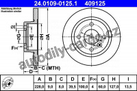 Brzdový kotouč ATE 24.0109-0125 (AT 409125) - VOLVO