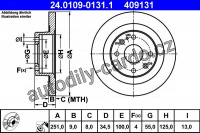 Brzdový kotouč ATE 24.0109-0131 (AT 409131) - MAZDA Brzdový kotouč ATE 24.0109-0131 (AT 409131) - MAZDA