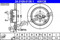 Brzdový kotouč ATE 24.0109-0138 (AT 409138) - TOYOTA Brzdový kotouč ATE 24.0109-0138 (AT 409138) - TOYOTA