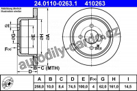 Brzdový kotouč ATE 24.0110-0263 (AT 410263) - BMW Brzdový kotouč ATE 24.0110-0263 (AT 410263) - BMW
