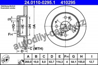 Brzdový kotouč ATE 24.0110-0295 (AT 410295) - HONDA Brzdový kotouč ATE 24.0110-0295 (AT 410295) - HONDA
