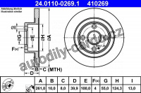 Brzdový kotouč ATE 24.0110-0269 (AT 410269) - MAZDA Brzdový kotouč ATE 24.0110-0269 (AT 410269) - MAZDA