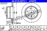 Brzdový kotouč ATE 24.0110-0273 (AT 410273) - BMW Brzdový kotouč ATE 24.0110-0273 (AT 410273) - BMW