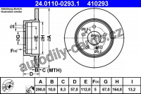 Brzdový kotouč ATE 24.0110-0293 (AT 410293) - MERCEDES-BENZ Brzdový kotouč ATE 24.0110-0293 (AT 410293) - MERCEDES-BENZ