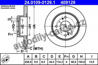 Brzdový kotouč ATE 24.0109-0129 (AT 409129) - NISSAN Brzdový kotouč ATE 24.0109-0129 (AT 409129) - NISSAN