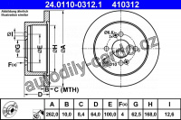 Brzdový kotouč ATE 24.0110-0312 (AT 410312) - HYUNDAI, KIA Brzdový kotouč ATE 24.0110-0312 (AT 410312) - HYUNDAI, KIA