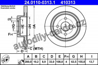 Brzdový kotouč ATE 24.0110-0313 (AT 410313) - FORD Brzdový kotouč ATE 24.0110-0313 (AT 410313) - FORD