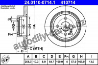 Brzdový kotouč ATE 24.0110-0714 (AT 410714) - DAEWOO Brzdový kotouč ATE 24.0110-0714 (AT 410714) - DAEWOO