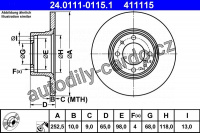 Brzdový kotouč ATE 24.0111-0115 (AT 411115) - LADA