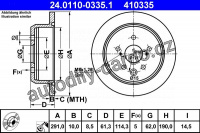 Brzdový kotouč ATE 24.0110-0335 (AT 410335) - LEXUS Brzdový kotouč ATE 24.0110-0335 (AT 410335) - LEXUS