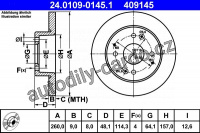 Brzdový kotouč ATE 24.0109-0145 (AT 409145) - HONDA Brzdový kotouč ATE 24.0109-0145 (AT 409145) - HONDA