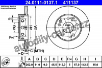 Brzdový kotouč ATE 24.0111-0137 (AT 411137) - MERCEDES-BENZ Brzdový kotouč ATE 24.0111-0137 (AT 411137) - MERCEDES-BENZ