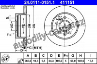 Brzdový kotouč ATE 24.0111-0151 (AT 411151) - RENAULT Brzdový kotouč ATE 24.0111-0151 (AT 411151) - RENAULT