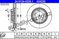 Brzdový kotouč ATE 24.0124-0220 (AT 424220) Brzdový kotouč ATE 24.0124-0220 (AT 424220)