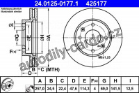 Brzdový kotouč ATE 24.0125-0177 (AT 425177) Brzdový kotouč ATE 24.0125-0177 (AT 425177)