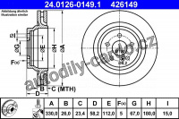 Brzdový kotouč ATE 24.0126-0149 (AT 426149) Brzdový kotouč ATE 24.0126-0149 (AT 426149)