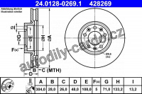 Brzdový kotouč ATE 24.0128-0269 (AT 428269) Brzdový kotouč ATE 24.0128-0269 (AT 428269)