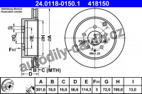 Brzdový kotouč ATE 24.0118-0150 (AT 418150) Brzdový kotouč ATE 24.0118-0150 (AT 418150)