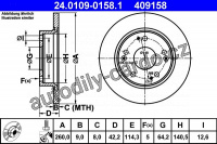 Brzdový kotouč ATE CRYO 24.0109-0158 (AT 409158) - HONDA Brzdový kotouč ATE CRYO 24.0109-0158 (AT 409158) - HONDA
