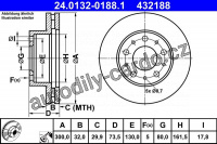 Brzdový kotouč ATE 24.0132-0188 (AT 432188) Brzdový kotouč ATE 24.0132-0188 (AT 432188)
