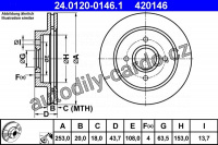 Brzdový kotouč ATE 24.0120-0146 (AT 420146) - FORD Brzdový kotouč ATE 24.0120-0146 (AT 420146) - FORD