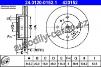 Brzdový kotouč ATE 24.0120-0152 (AT 420152) - NISSAN Brzdový kotouč ATE 24.0120-0152 (AT 420152) - NISSAN