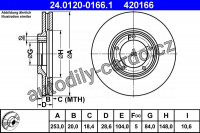 Brzdový kotouč ATE 24.0120-0166 (AT 420166) - HYUNDAI Brzdový kotouč ATE 24.0120-0166 (AT 420166) - HYUNDAI