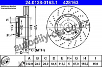 Brzdový kotouč ATE 24.0128-0163 (AT 428163) - MERCEDES-BENZ