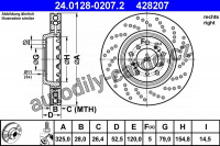 Brzdový kotouč ATE 24.0128-0207 (AT 428207) - BMW Brzdový kotouč ATE 24.0128-0207 (AT 428207) - BMW