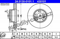 Brzdový kotouč ATE 24.0130-0101 (AT 430101) - BMW Brzdový kotouč ATE 24.0130-0101 (AT 430101) - BMW
