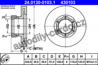 Brzdový kotouč ATE 24.0130-0103 (AT 430103) - MERCEDES-BENZ