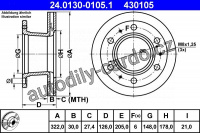 Brzdový kotouč ATE 24.0130-0105 (AT 430105) Brzdový kotouč ATE 24.0130-0105 (AT 430105)