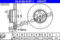 Brzdový kotouč ATE 24.0130-0107 (AT 430107) - BMW Brzdový kotouč ATE 24.0130-0107 (AT 430107) - BMW